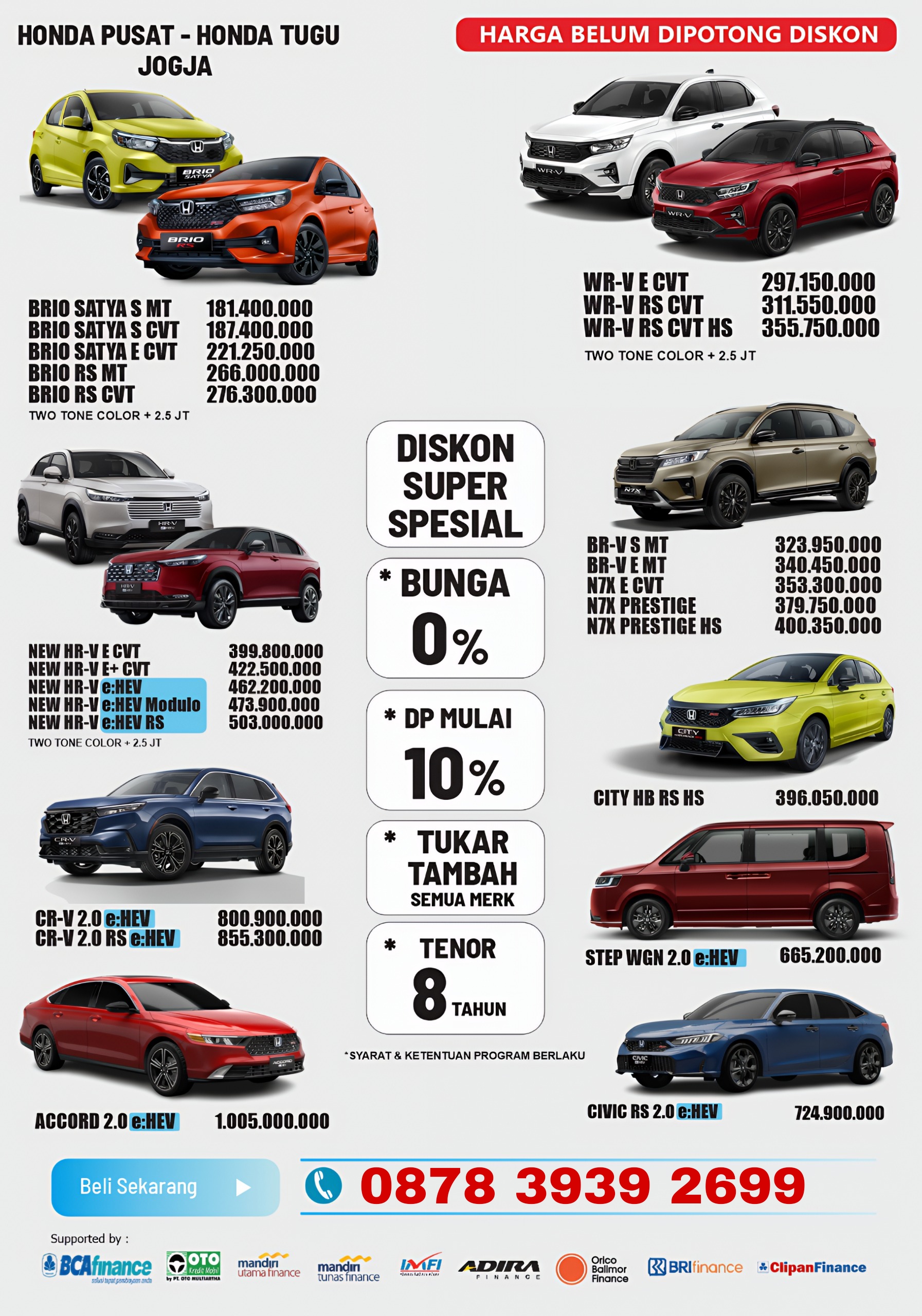 DAFTAR HARGA HONDA TAHUN 2026 JOGJA dan JATENG
