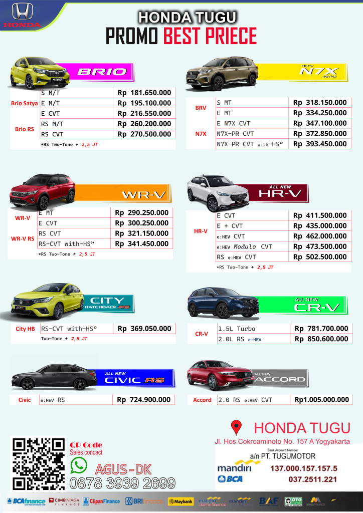 DAFTAR HARGA HONDA 2025